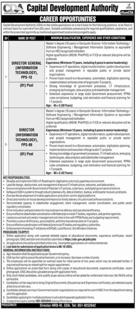 Director General Information Technology Jobs 2025