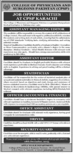 Office Assistant Jobs at CPSP Karachi