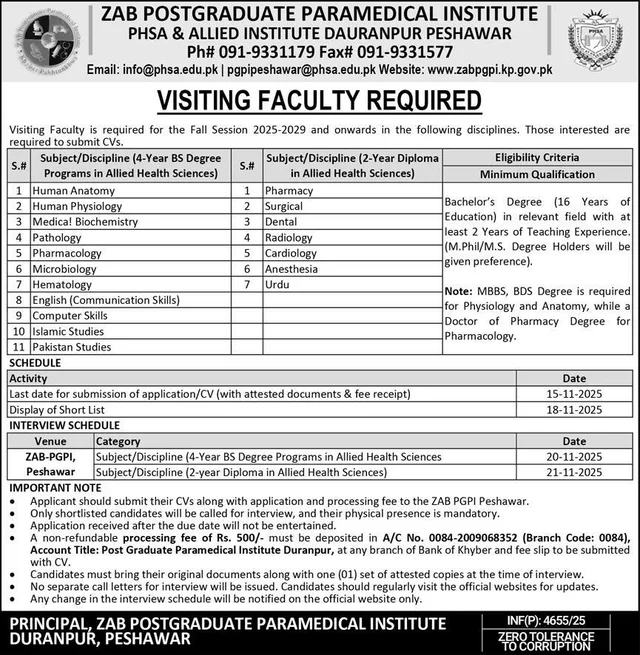 ZAB PGPI Visiting Faculty Jobs 2025