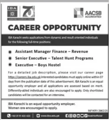 Executive Jobs at IBA Karachi