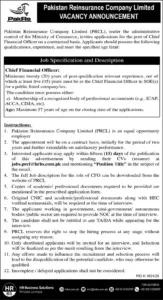 Chief Financial Officer Job at Pakistan Reinsurance Company Limited