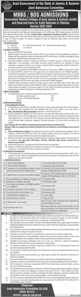 MBBS & BDS Admissions Open for Session 2025
