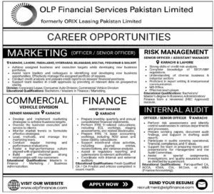 Internal Audit Officer Jobs at OLP Financial Services Pakistan Limited