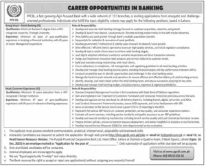 Latest Jobs in Banking at Punjab Provincial Cooperative Bank Limited PPCBL Lahore