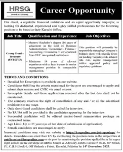 Group Head Treasury Job in Karachi