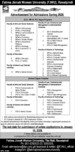 FJWU Rawalpindi Admission Spring 2026