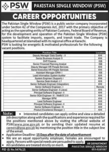 Product Excellence Manager Jobs at Pakistan Single Window PSW Karachi