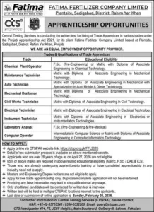 Computer Operator Apprenticeship at Fatima Fertilizer Company Limited Sadiqabad