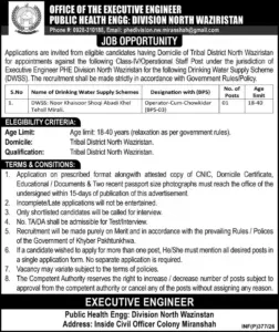 Operator Chowkidar Job in North Waziristan