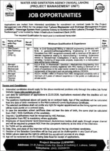 TBM Expert / Geo-Technical Expert Jobs in WASA Lahore 2026