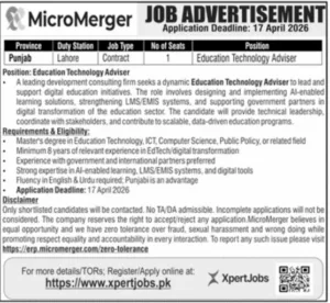 Education Technology Adviser Job in Lahore 2026