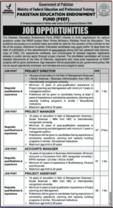 Accounts Manager Jobs in Pakistan Education Endowment Fund PEEF