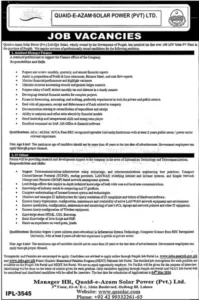 Assistant Manager Finance Jobs in Quaid-e-Azam Solar Power Lahore 2026