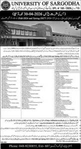 Faculty of Engineering and Technology Admissions 2026 University of Sargodha