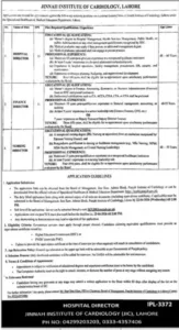 Hospital Director Jobs in Jinnah Institute of Cardiology Lahore 2026