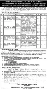 Junior Special Education Teacher Jobs in Sahiwal 2026