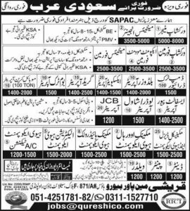 Saudi Arabia Jobs 2026 for Technicians and Drivers via Qureshi Manpower Bureau