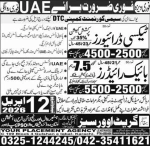 UAE Jobs 2026 for Taxi Drivers and Bike Riders Apply Now
