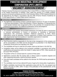 Chief Executive Officer Jobs 2026 at Pakistan Industrial Development Corporation Karachi