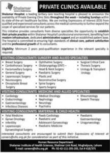Private Clinics Opportunity at Shalamar Hospital Lahore