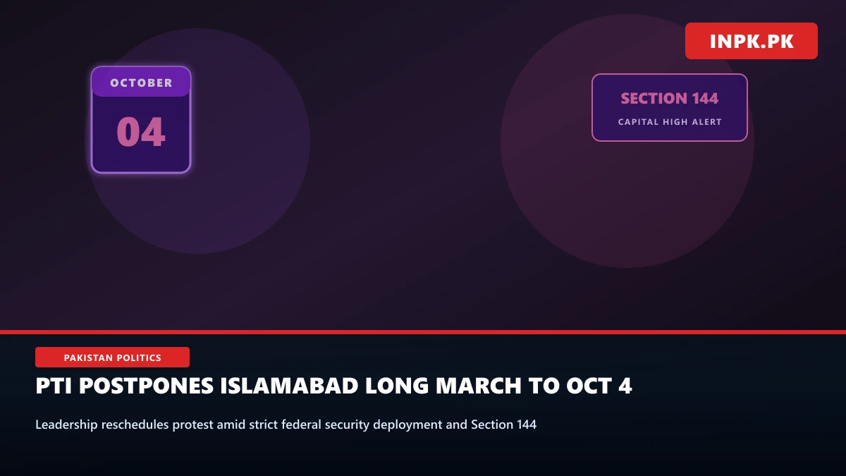 PTI Postpones Islamabad Long March to October 4 Amid Countrywide Security Clampdown