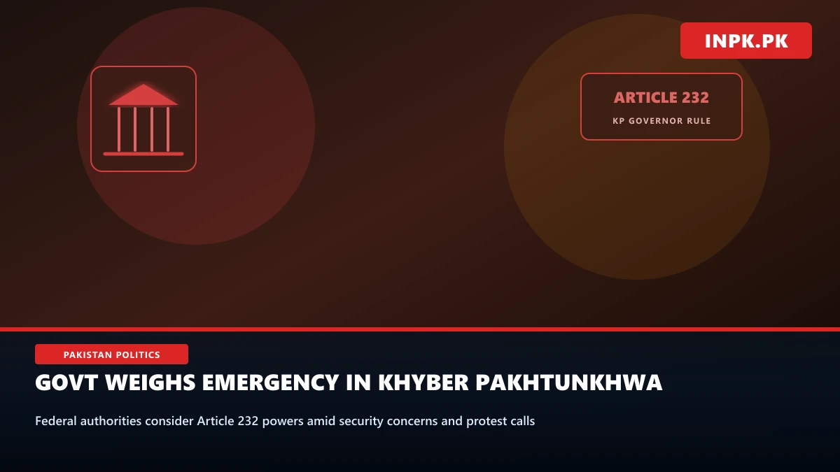 Federal Government Weighs Emergency in Khyber Pakhtunkhwa Amid Rising Security Tensions and Planned Islamabad March