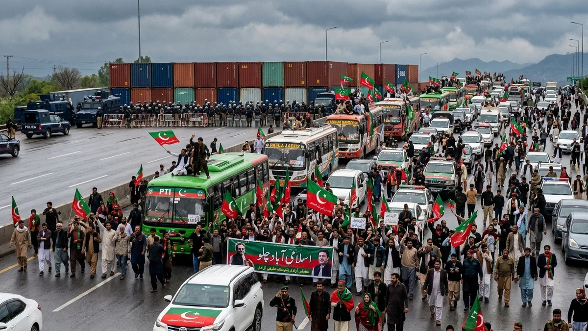 پی ٹی آئی لانگ مارچ کے قافلے کوہاٹ پہنچ گئے، اٹک بارڈر کی جانب پیش قدمی، اسلام آباد میں ریڈ الرٹ اور راستے سیل